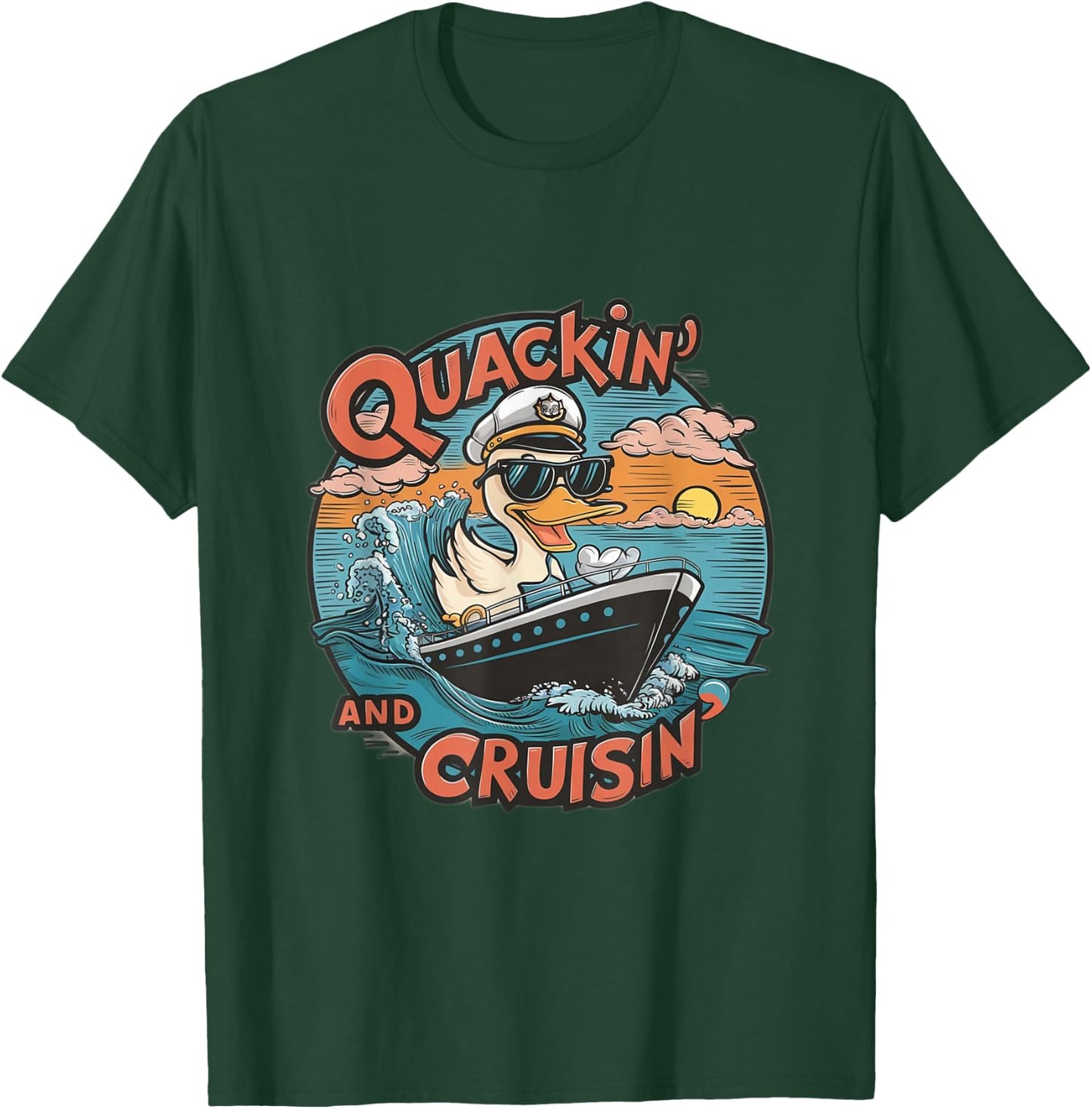 Funny Duck Hunting Hiding, cruise duck hunter, cruise ship T-Shirt - T-Shirt | Forest