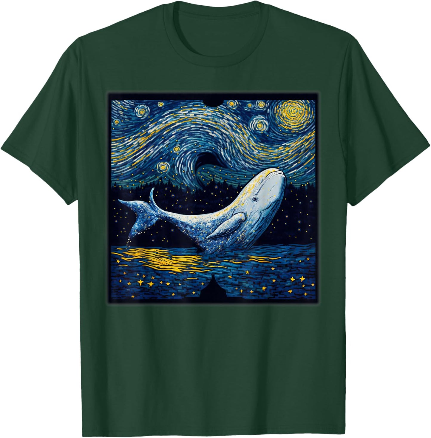 Surrealism Starry Night Beluga Whale T-Shirt - T-Shirt | Forest