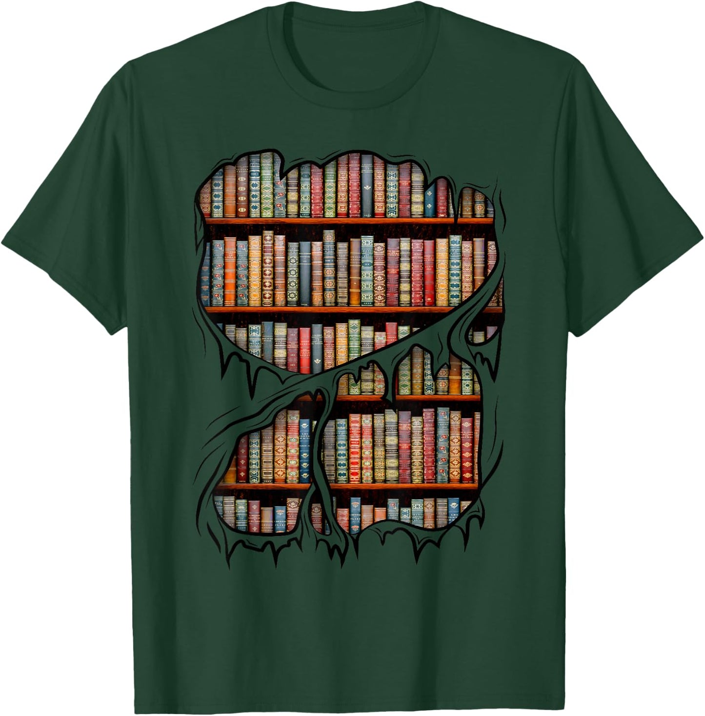 Bookcase Library Books Indoor Library Halloween Costume , gray, s T-Shirt - T-Shirt | Forest