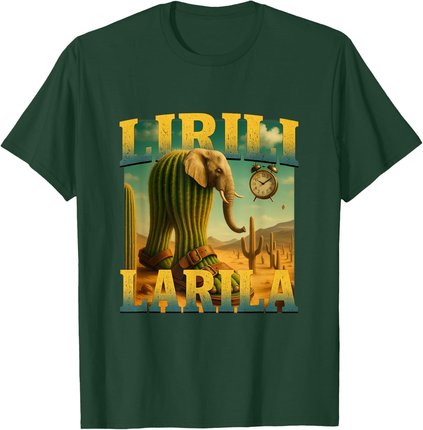 Lirili Larila Elephant Cactus Funny Italian Brainrot Meme T-Shirt - T-Shirt | Forest