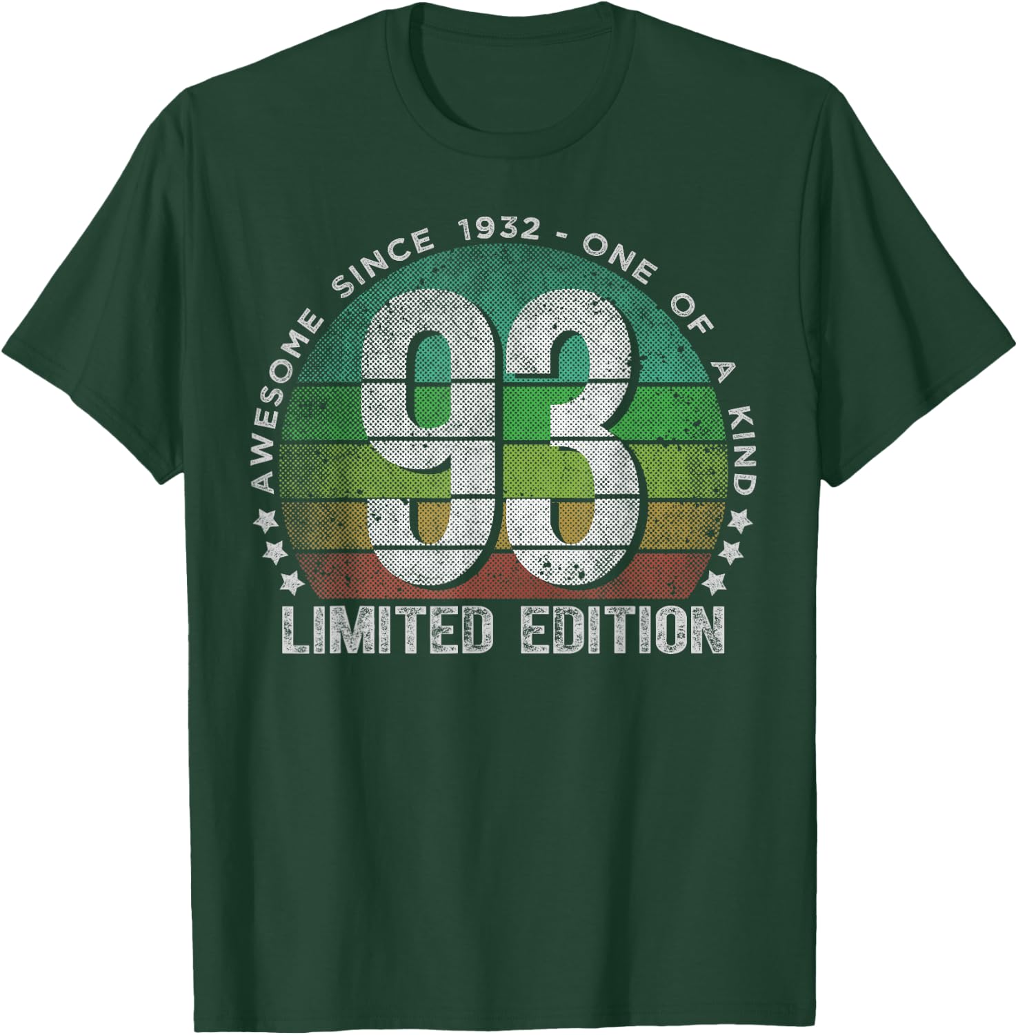 93 Year Old Gifts Vintage 1932 Limited Edition 93rd Birthday T-Shirt - T-Shirt | Forest