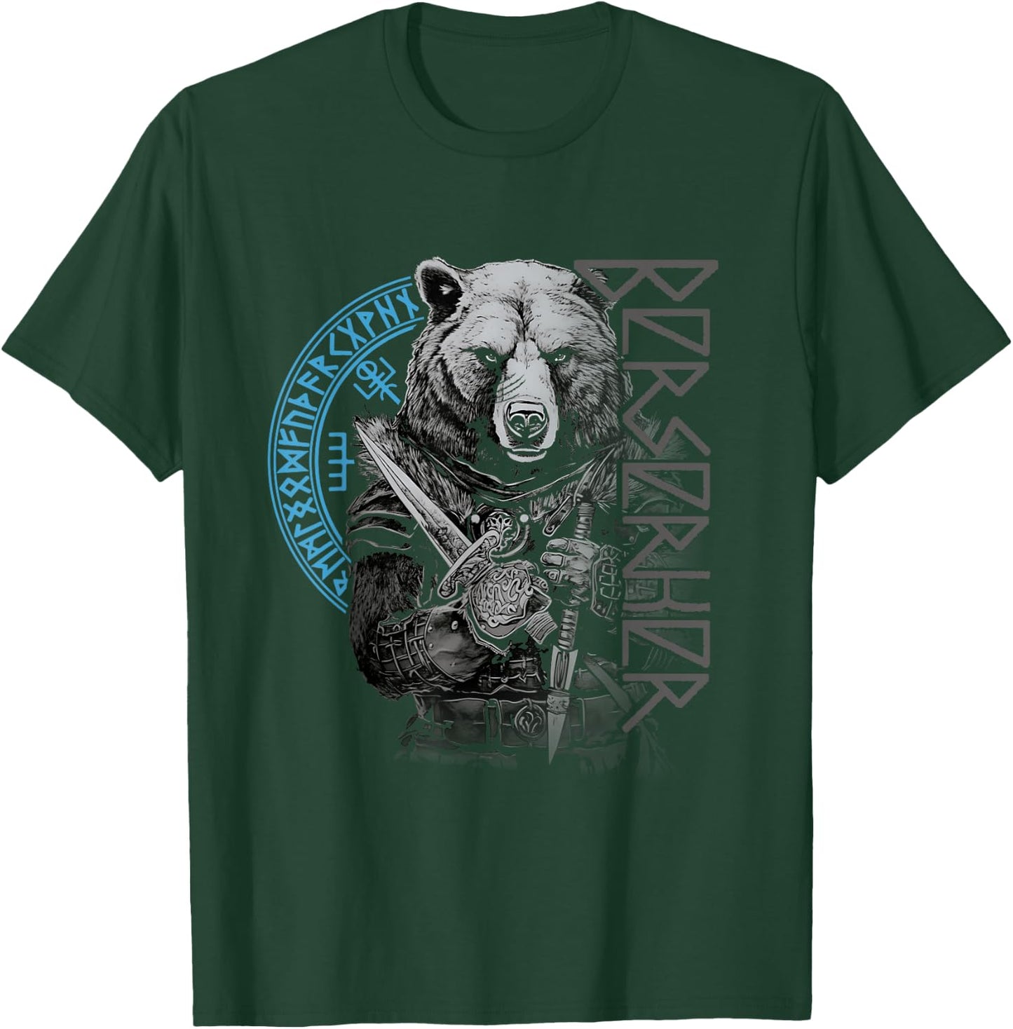Berserker Bear Warrior Odin Runes Nordic Compass Viking T-Shirt - T-Shirt | Forest