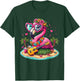 Flamingo Hawaiian Costume Children's Summer Holiday Flamingo , black T-Shirt - T-Shirt | Forest