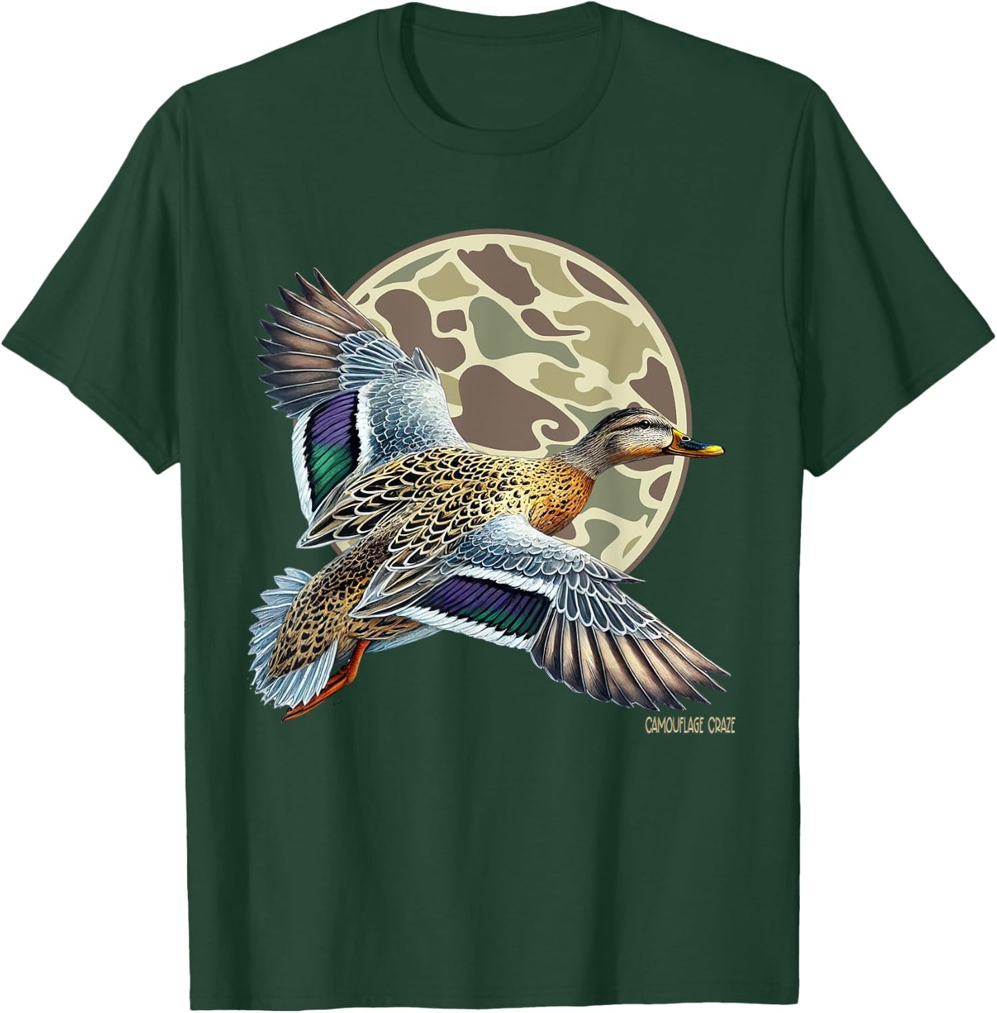Flying Mottled Duck Camouflage Camo Duck Hunting Camo Hunter T-Shirt - T-Shirt | Forest