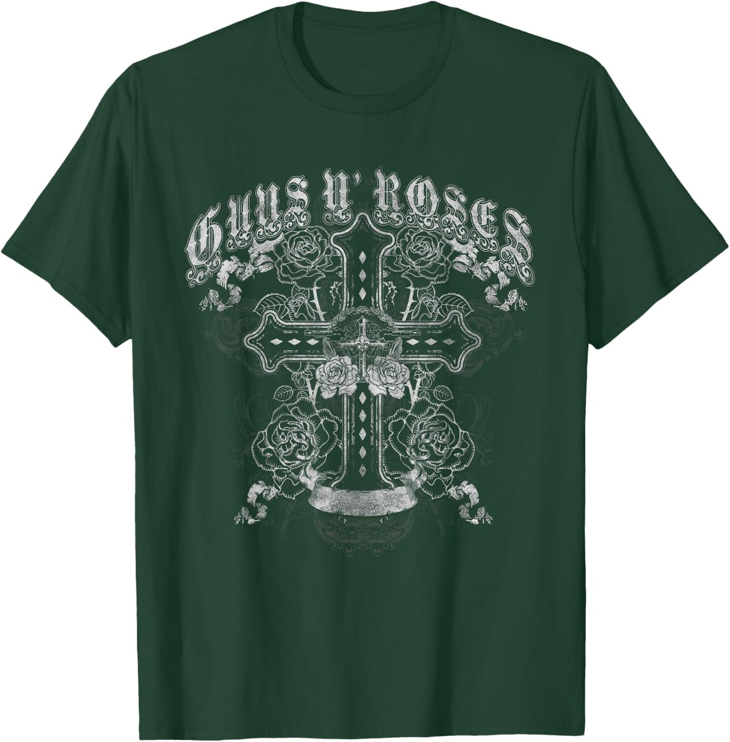Guns N' Roses Official Vintage Cross White , black T-Shirt - T-Shirt | Forest