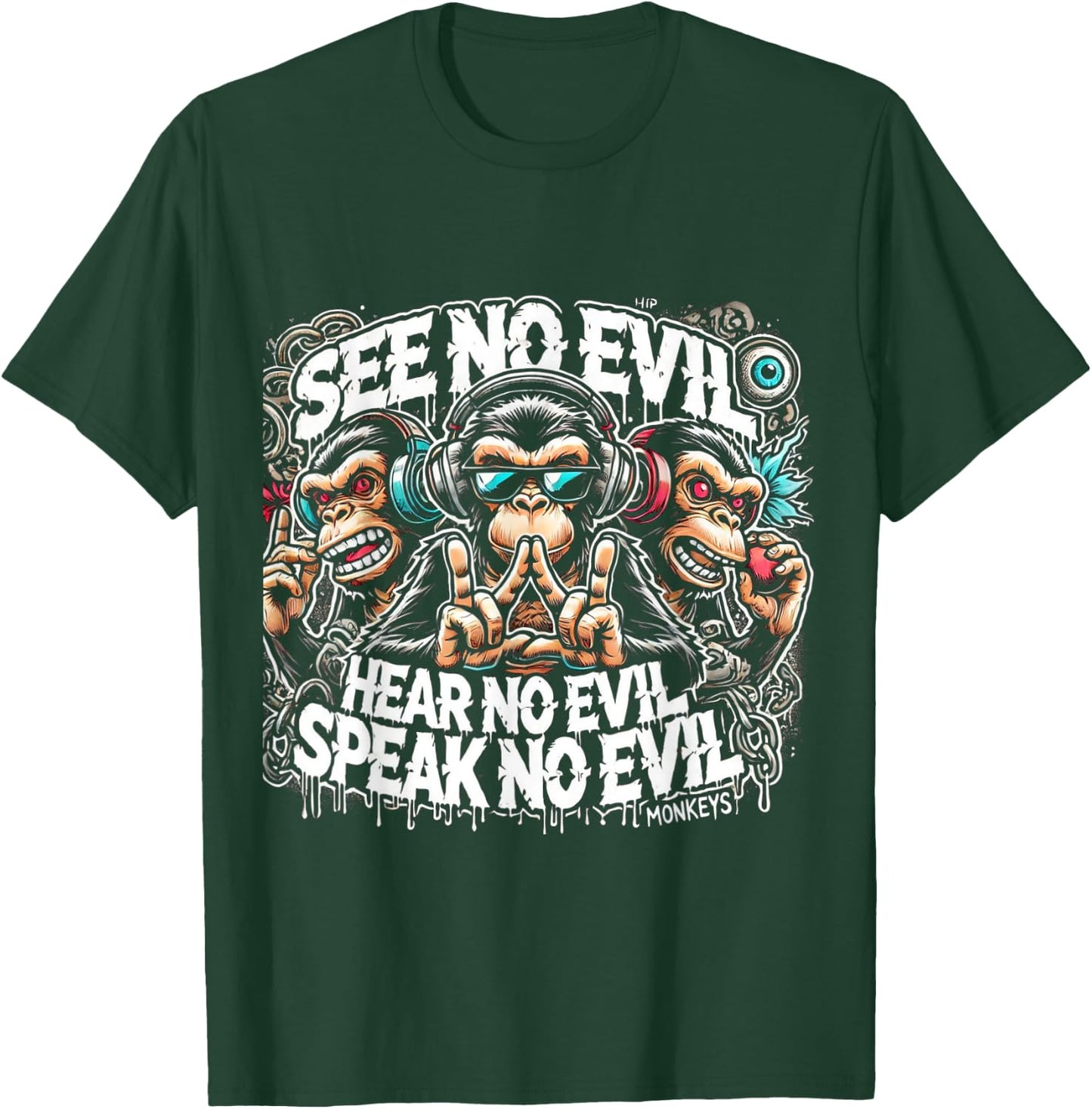 Three Wise Monkeys See No Evil Hear No Evil Speak No Evil T-Shirt - T-Shirt | Forest