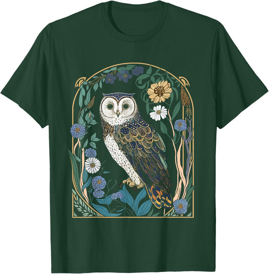 Cottagecore Floral Aesthetic Owl Women Girls T-Shirt - T-Shirt | Forest