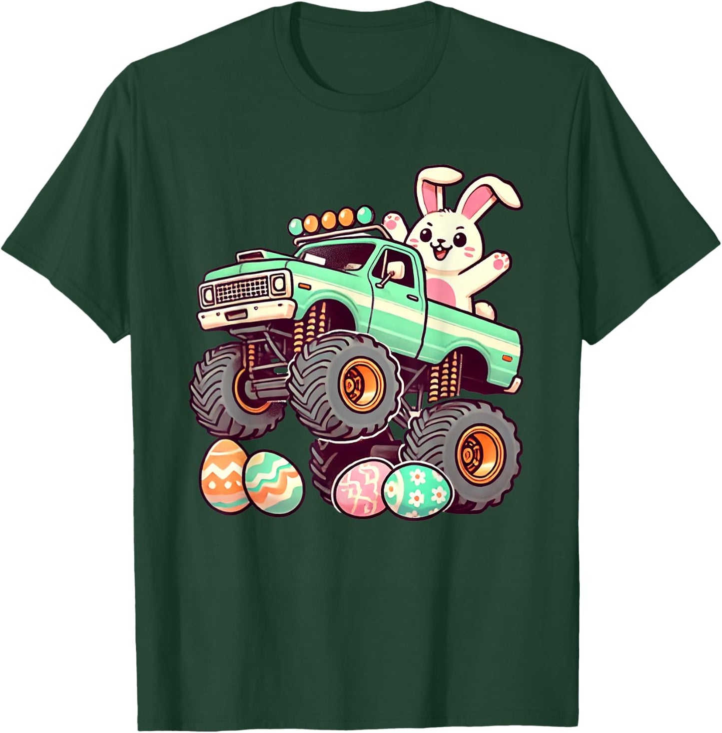 Monster Truck Bunny Happy Easter Day Kids Boys Toddler Funny T-Shirt - T-Shirt | Forest