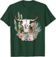 Western Boho Chic Longhorn Bull Skull Cactus Beige Pattern T-Shirt - T-Shirt | Forest