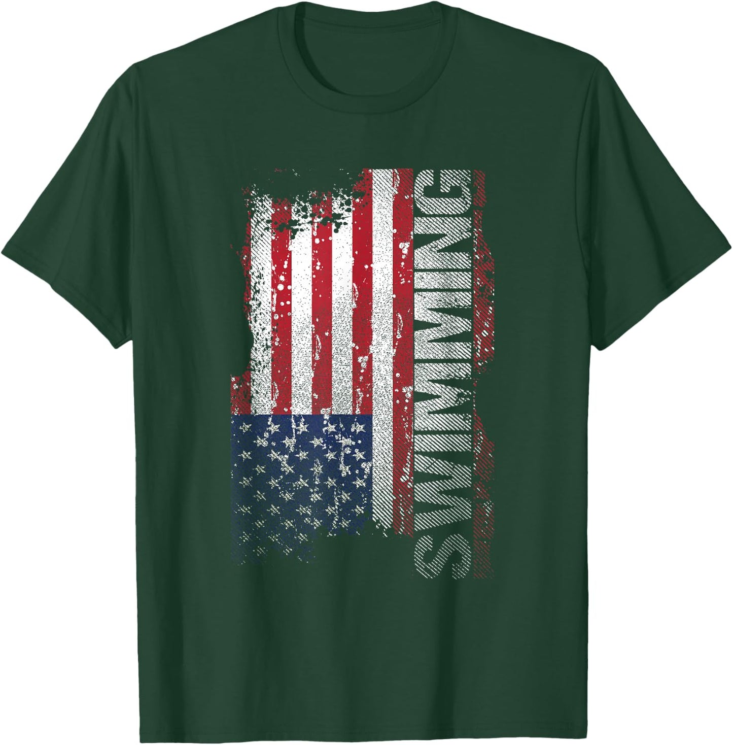 USA Flag Swimming T-Shirt - T-Shirt | Forest