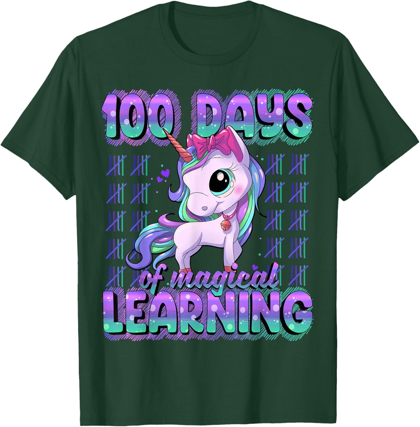 100 Days Of School Shirt Unicorn 100 Days Smarter 100th Day T-Shirt - T-Shirt | Forest