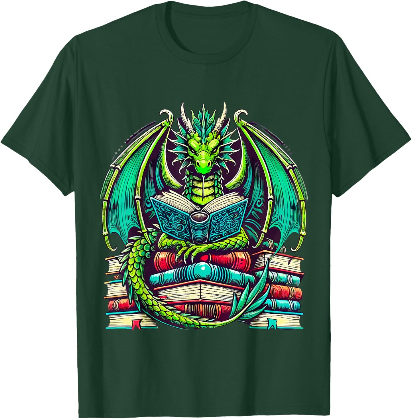 Book Dragon Reading lover T-Shirt - T-Shirt | Forest
