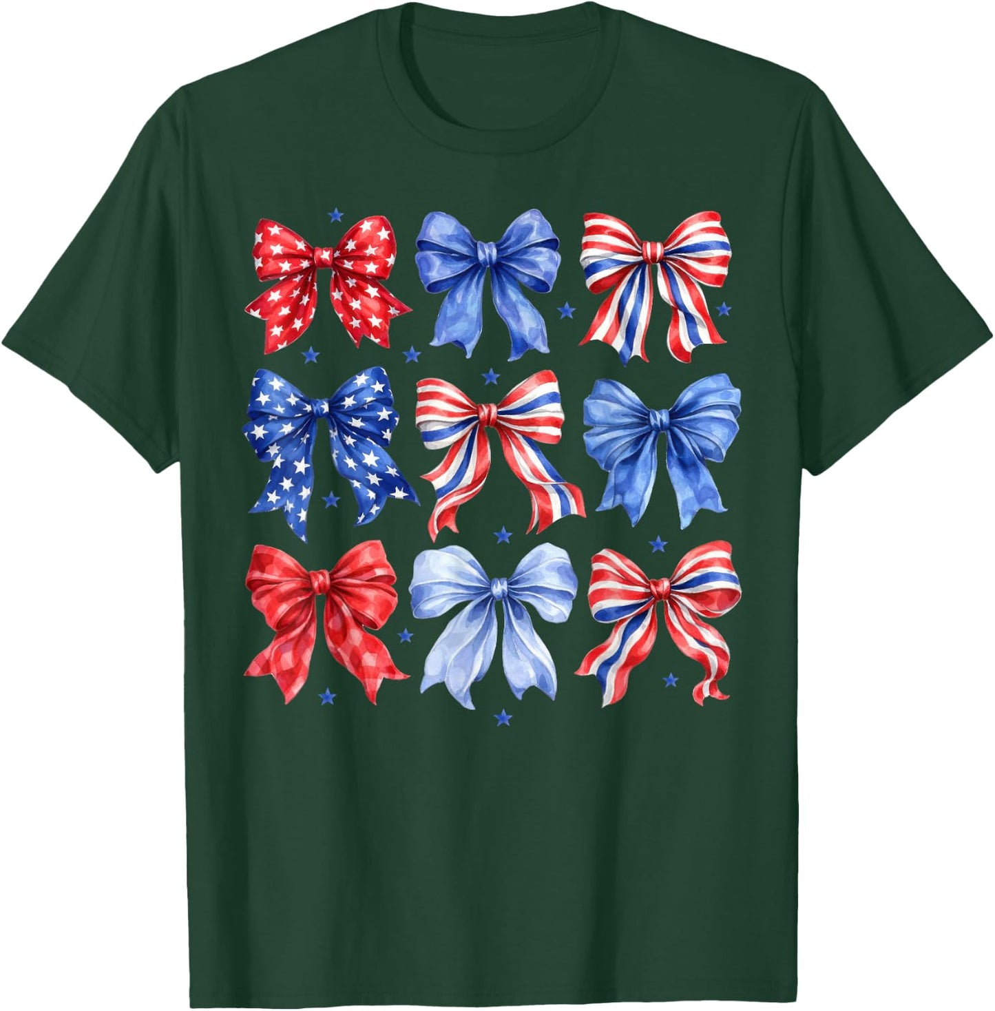 Coquette Bow in Red White Blue Patriotic 4th of July Girls T-Shirt - T-Shirt | Forest