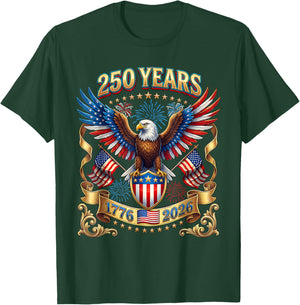 250 Years American 1776 2026 250th 4th July Independence Day T-Shirt - T-Shirt | Forest