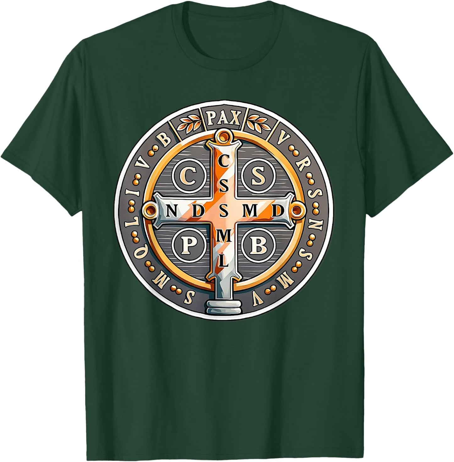 Catholic Saint Benedict Medal T-Shirt - T-Shirt | Forest