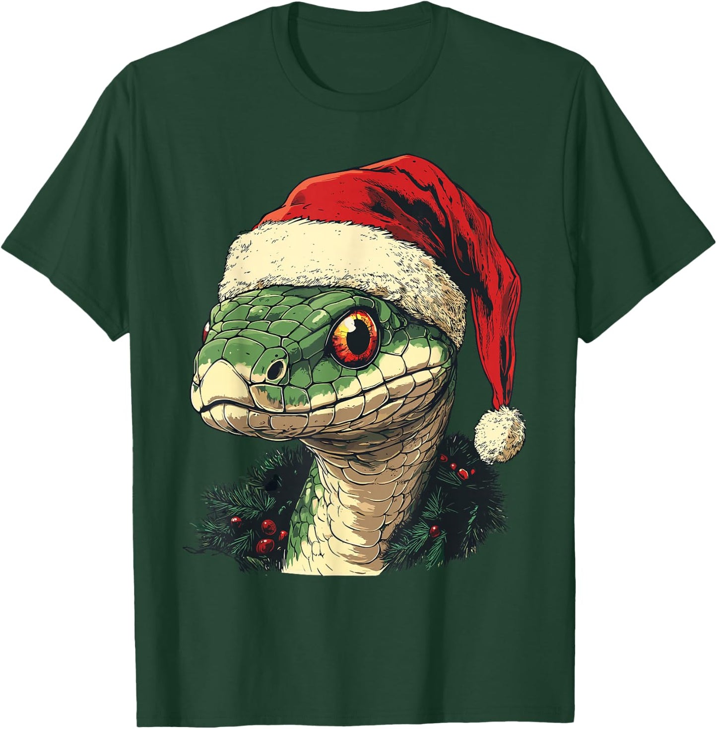 Snake Santa Hat Funny Christmas Xmas Snake Lovers Pajama T-Shirt - T-Shirt | Forest