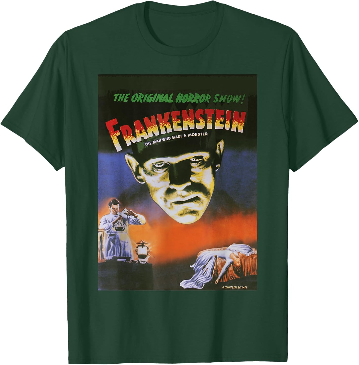 Universal Monsters Distressed Frankenstein Movie Poster T-Shirt - T-Shirt | Forest