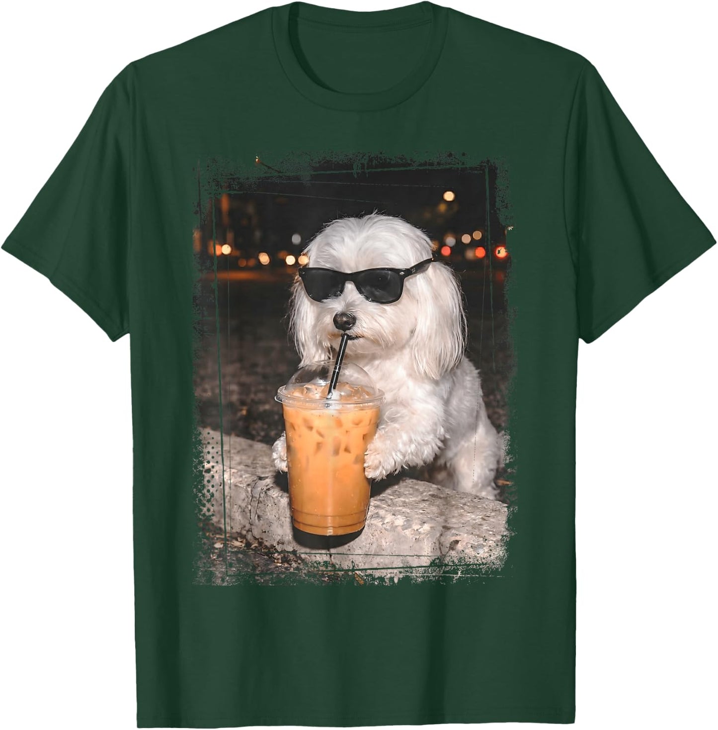 Malteser Sonnenbrille für Hunde mit Eiskaffee T-Shirt - T-Shirt | Forest