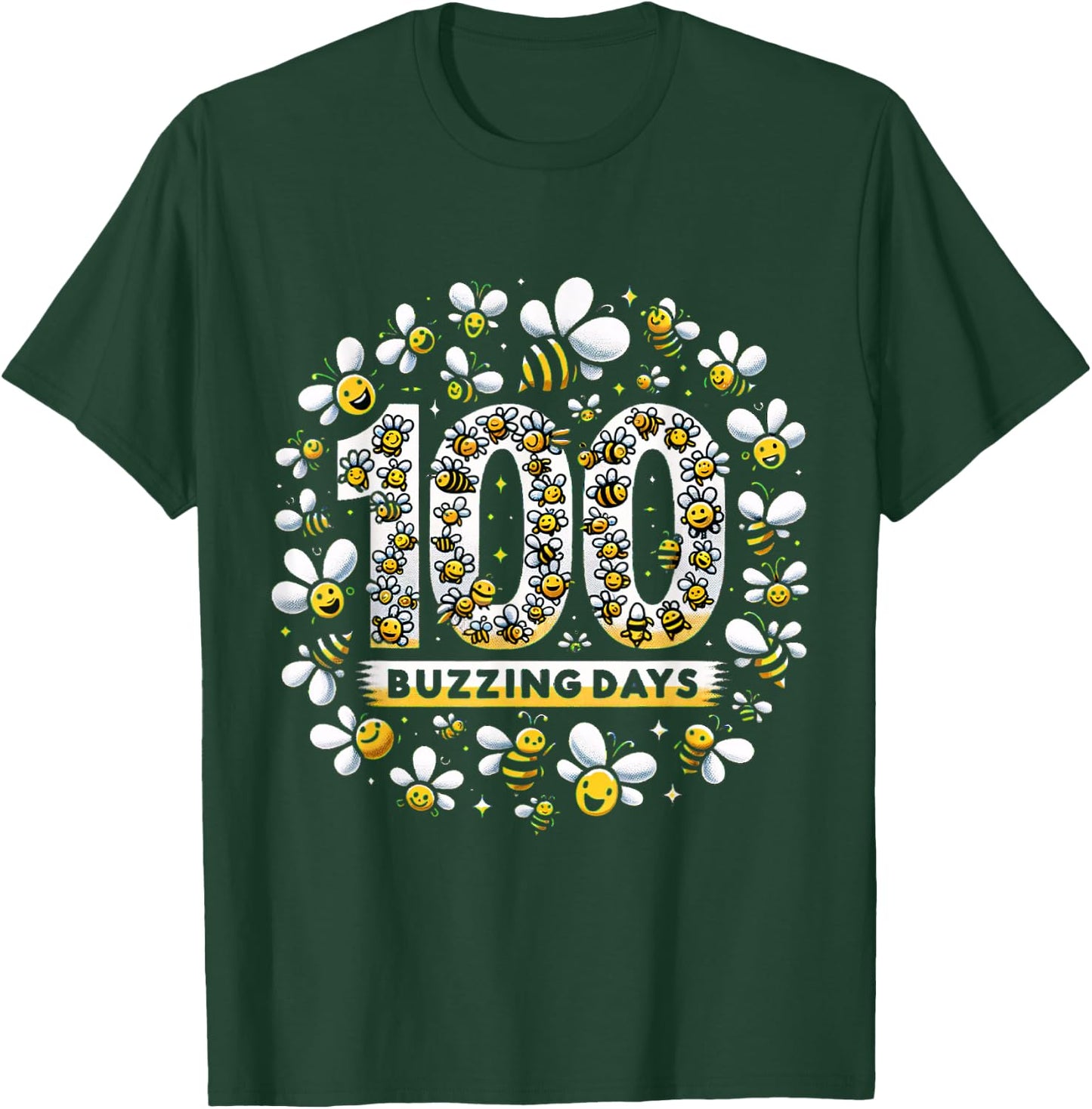 100 Days of School Bees Buzzing T-Shirt - T-Shirt | Forest