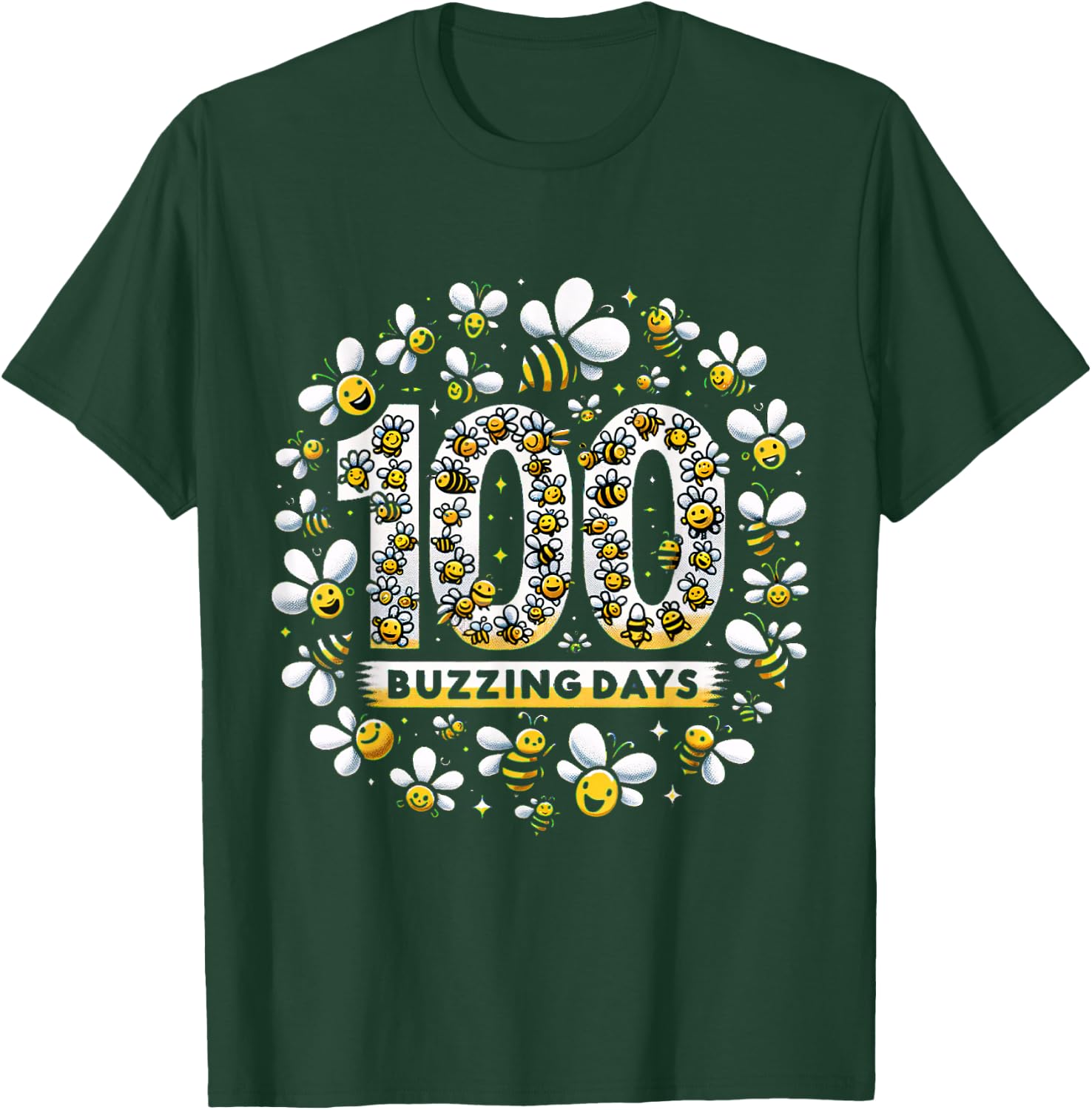 100 Days of School Bees Buzzing T-Shirt - T-Shirt | Forest