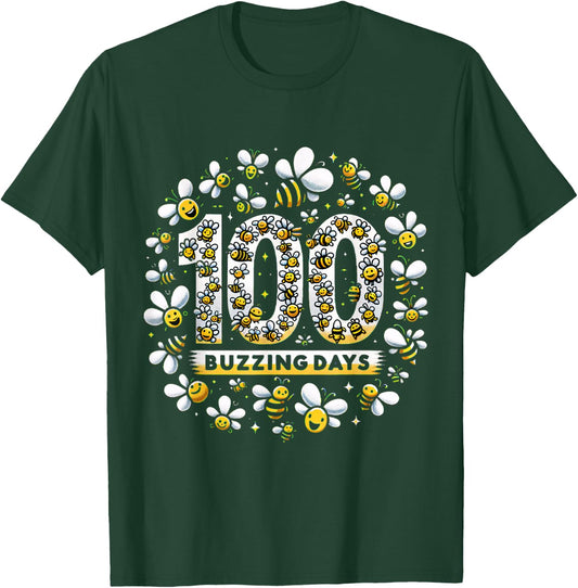 100 Days of School Bees Buzzing T-Shirt - T-Shirt | Forest