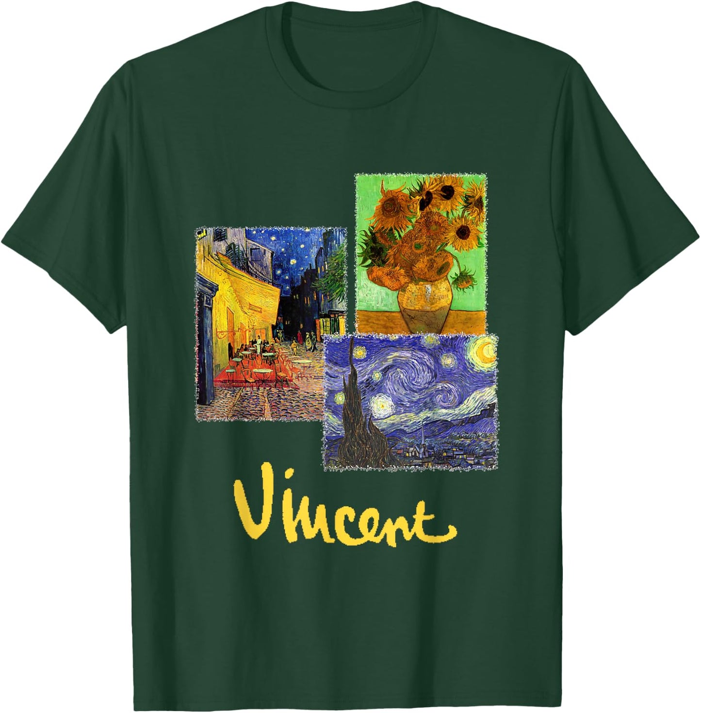Nachtcafé, Sonnenblumen und Sternennacht von Vincent van Gogh T-Shirt - T-Shirt | Forest