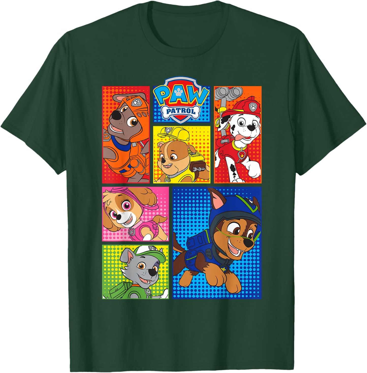 Paw Patrol Group Shot of Pups In Formen T-Shirt - T-Shirt | Forest