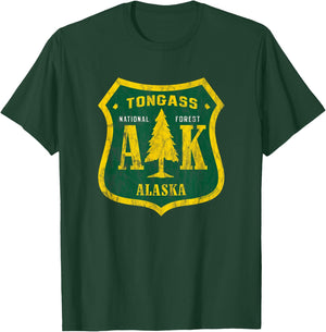 Tongass National Forest Alaska Shield Retro Vintage Look T-Shirt - T-Shirt | Forest