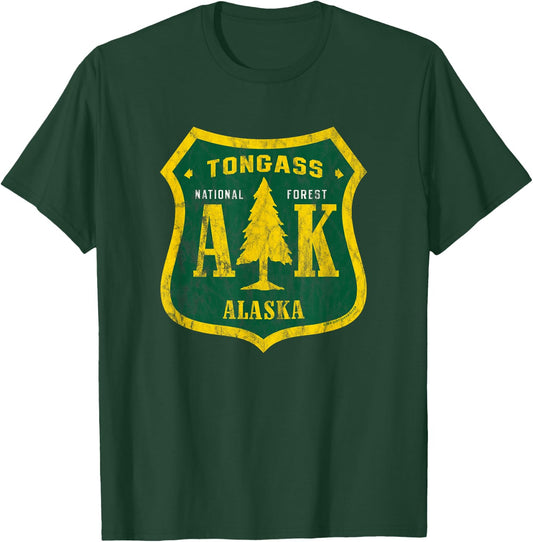 Tongass National Forest Alaska Shield Retro Vintage Look T-Shirt - T-Shirt | Forest