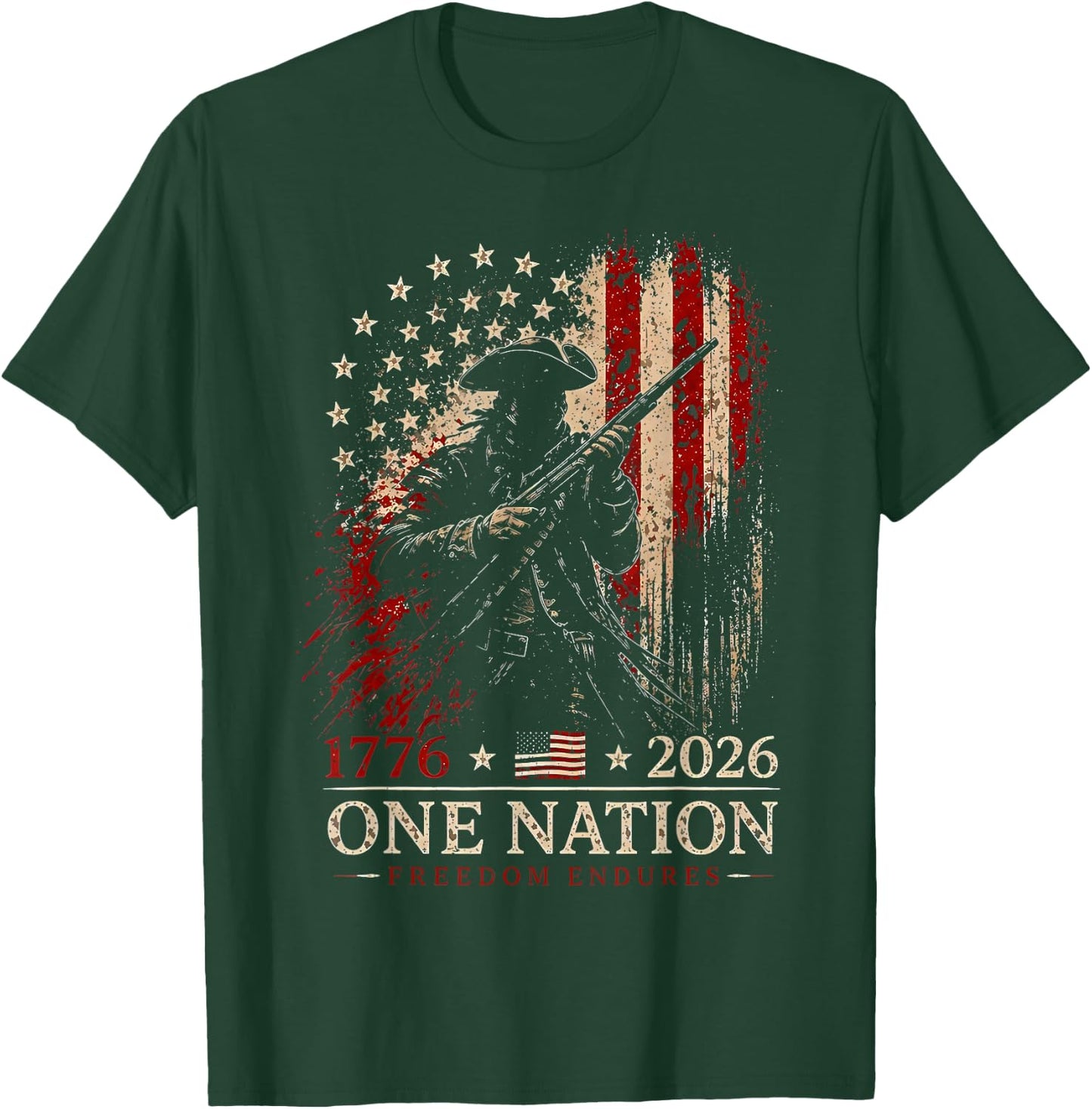 1776-2026 Patriotic Soldier 250th Anniversary 4th July T-Shirt - T-Shirt | Forest