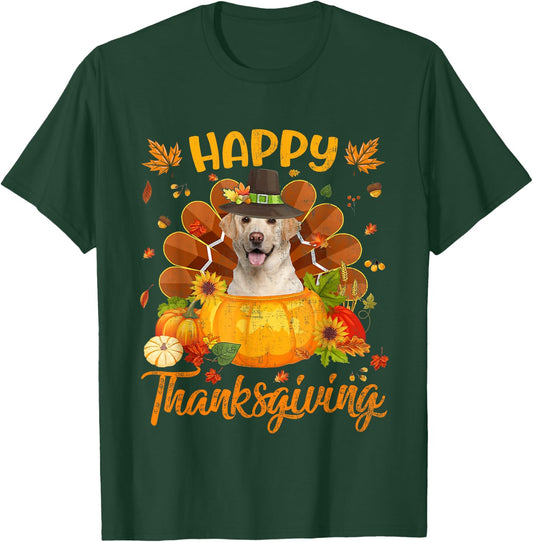 Happy Thanksgiving Labrador Dog Turkey Pumpkin T-Shirt - T-Shirt | Forest
