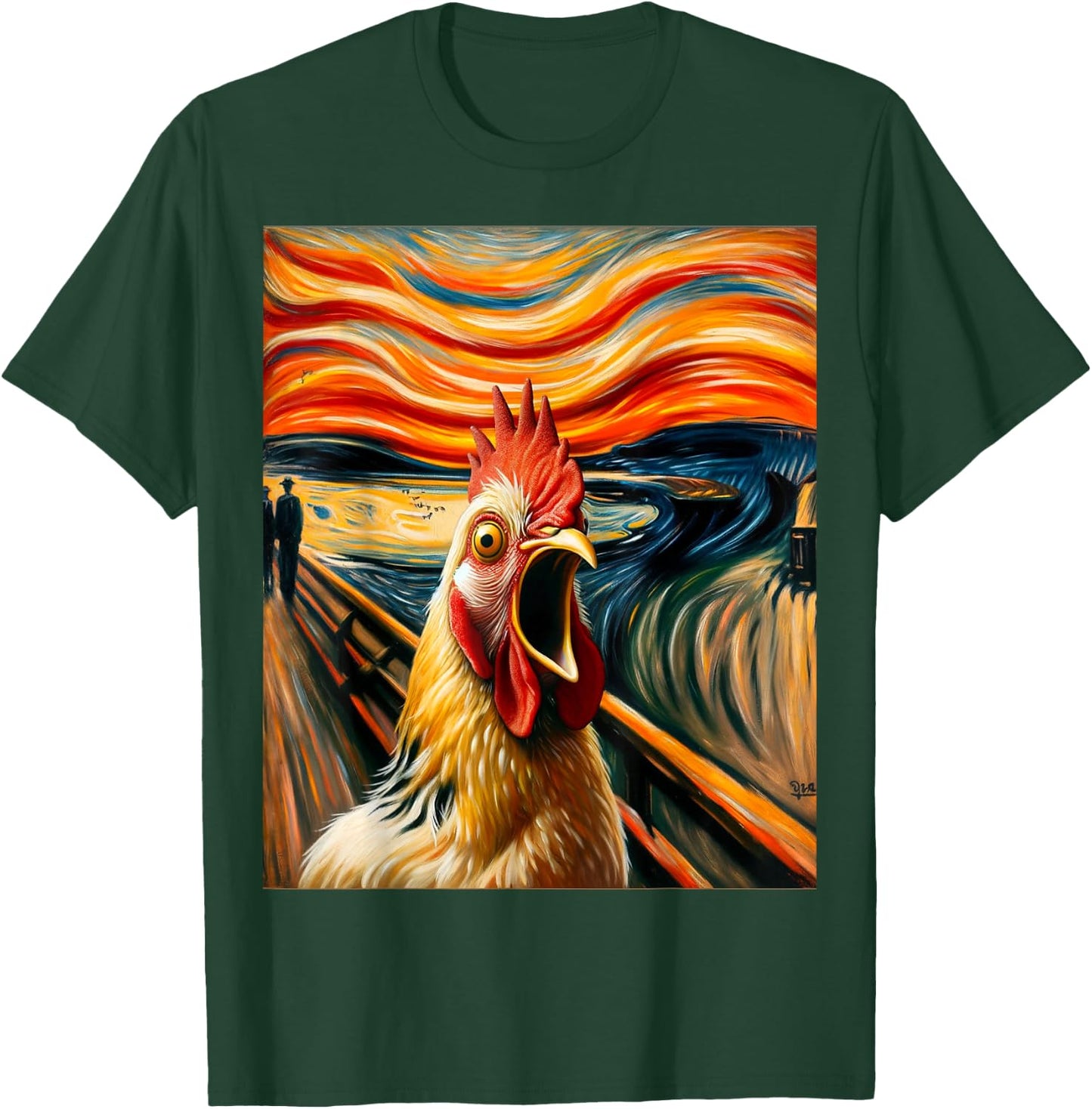 Expressionist Scream Parody Funny Painting Art Humor Chicken T-Shirt - T-Shirt | Forest