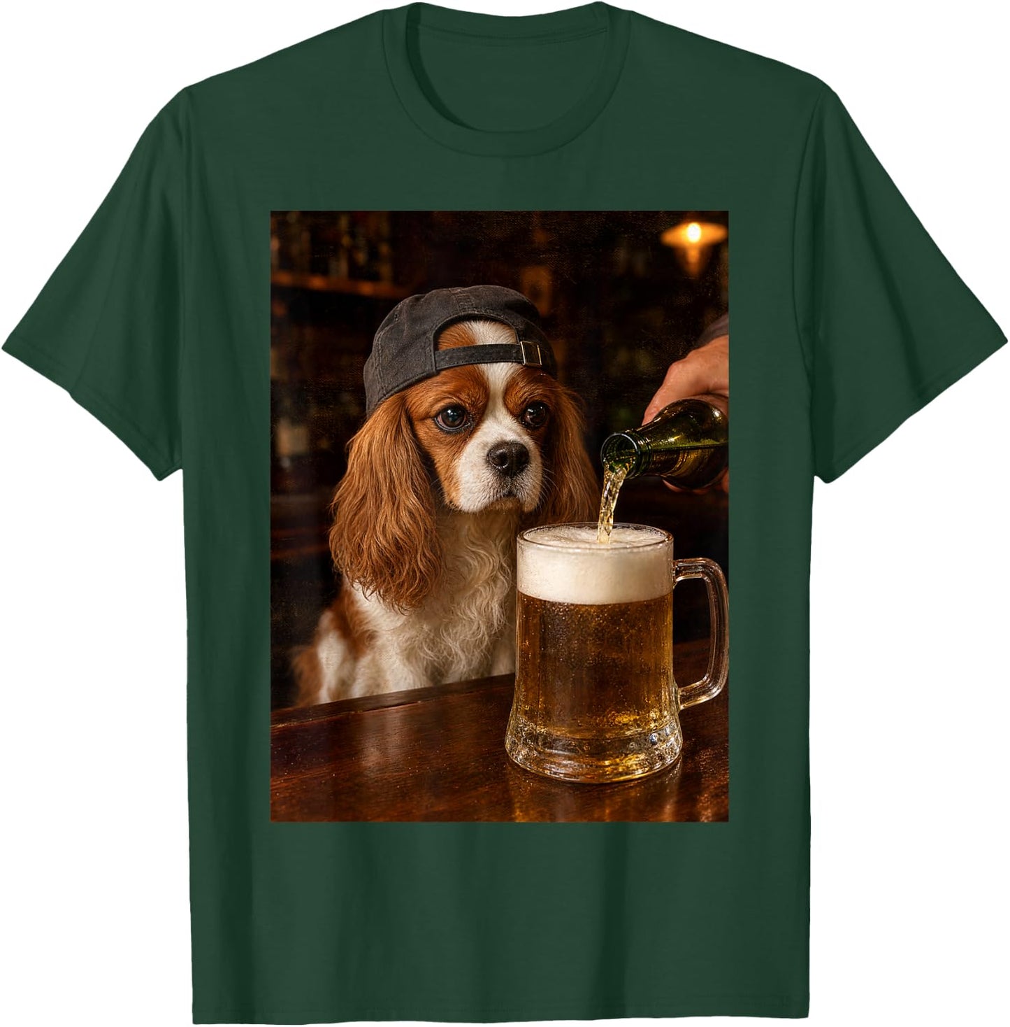 Cavalier King Charles Drinking Beer Funny Dog Meme T-Shirt - T-Shirt | Forest