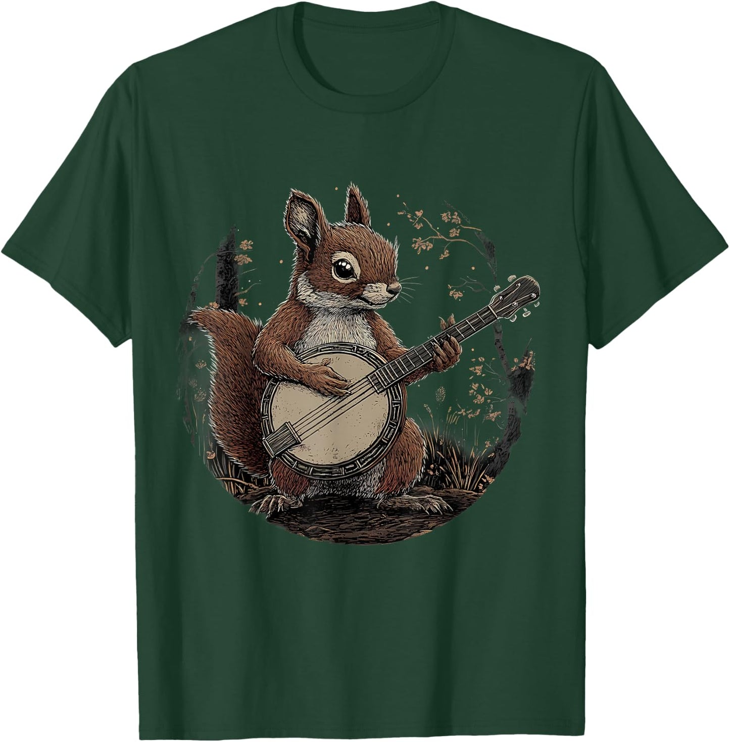 Banjo Squirrel Bluegrass Banjo Player Squirrel Playing Banjo T-Shirt - T-Shirt | Forest