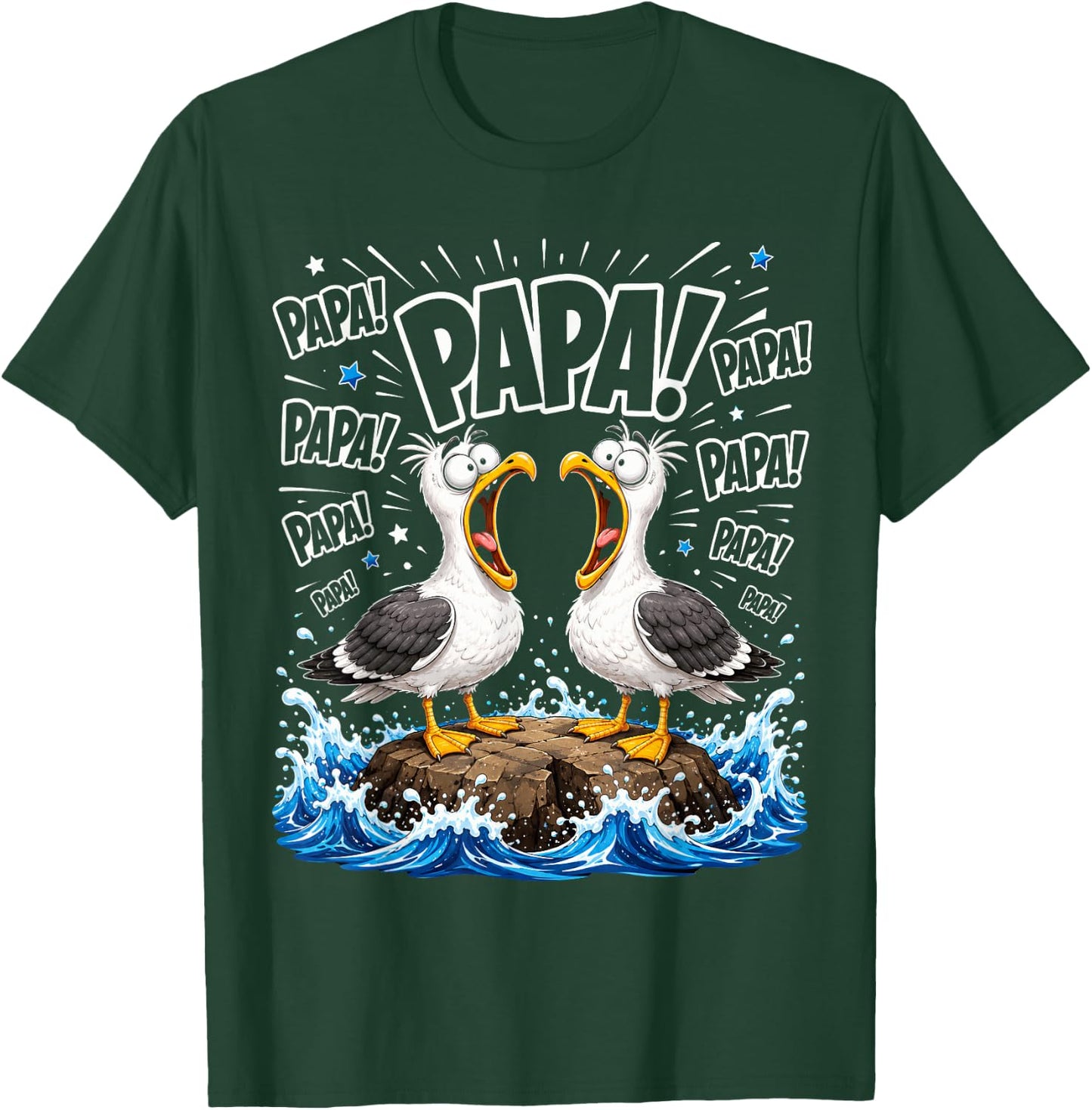 Dad Seagull Funny Papa Seagulls Fathers Day Humor Bird Lover T-Shirt - T-Shirt | Forest