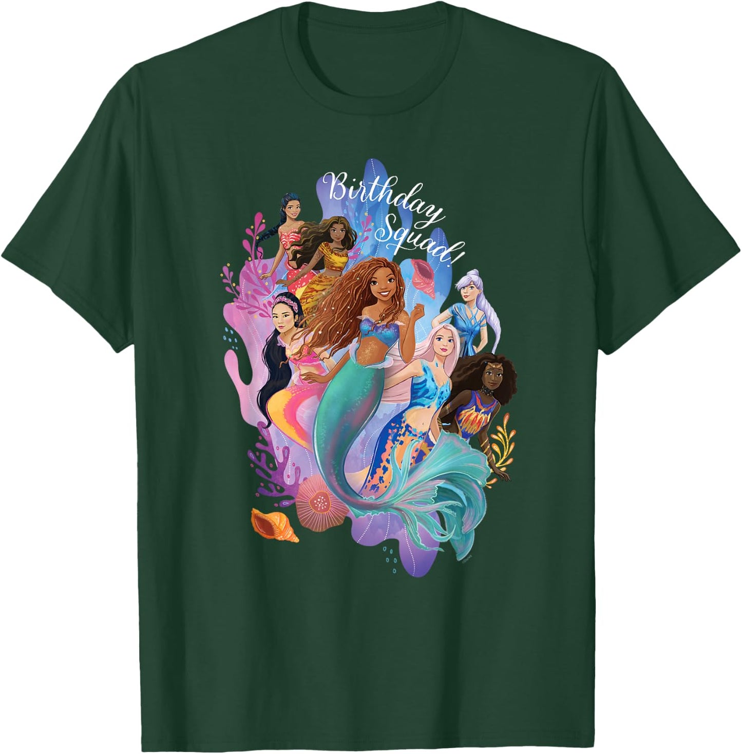Disney Little Mermaid Ariel Friends & Family Birthday Squad T-Shirt - T-Shirt | Forest