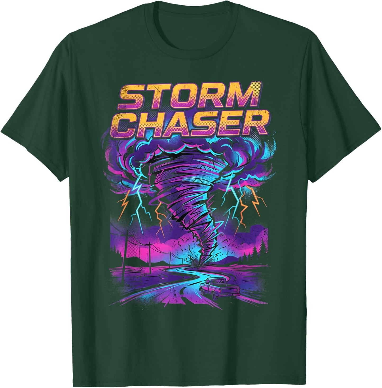 Tornado Chaser Storm Chasing Meteorologist Retro Wave T-Shirt - T-Shirt | Forest