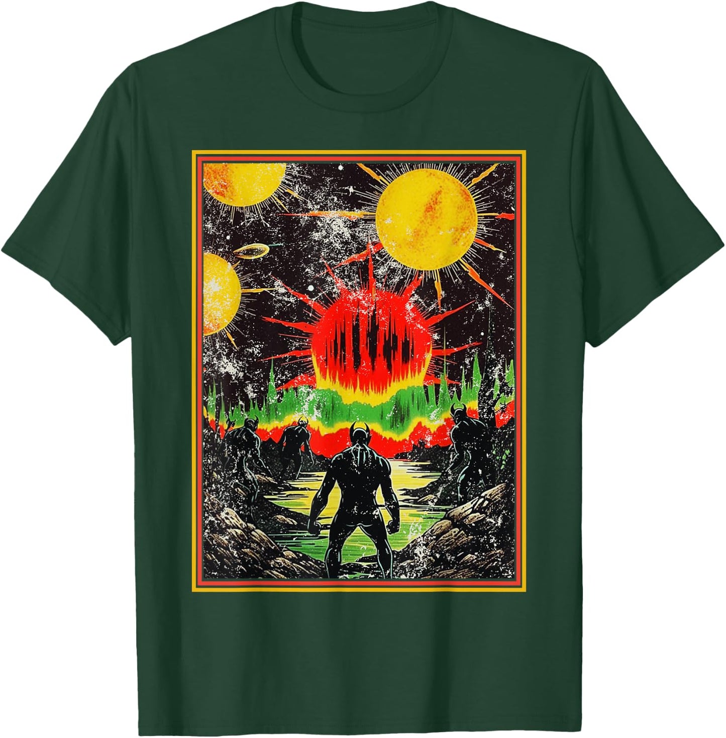 Monstrous Creature Emerging Retro 80s Dark Fantasy Art T-Shirt - T-Shirt | Forest