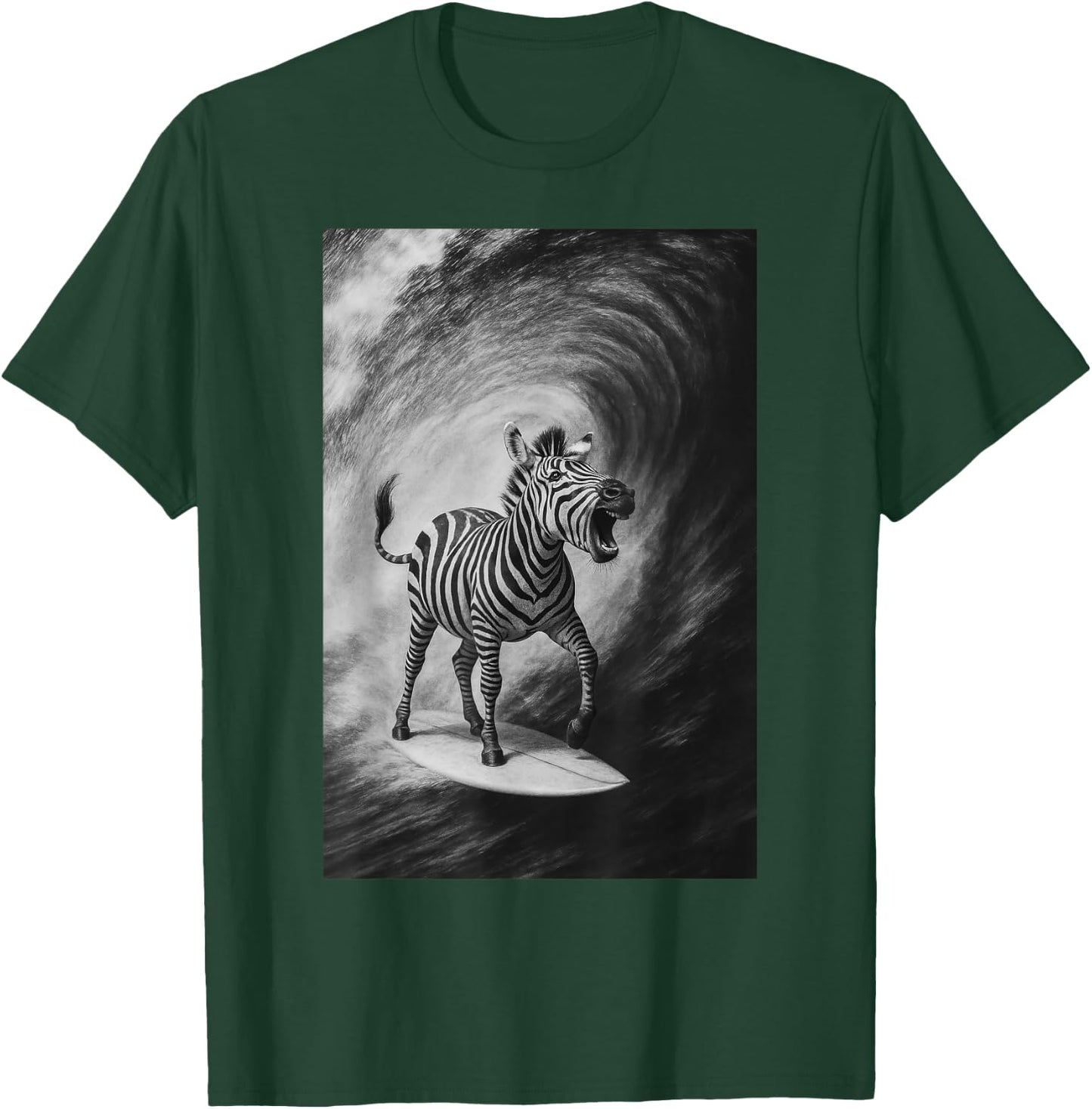 Funny Surfing Zebra Selfie On Surfboard Safari Animal T-Shirt - T-Shirt | Forest