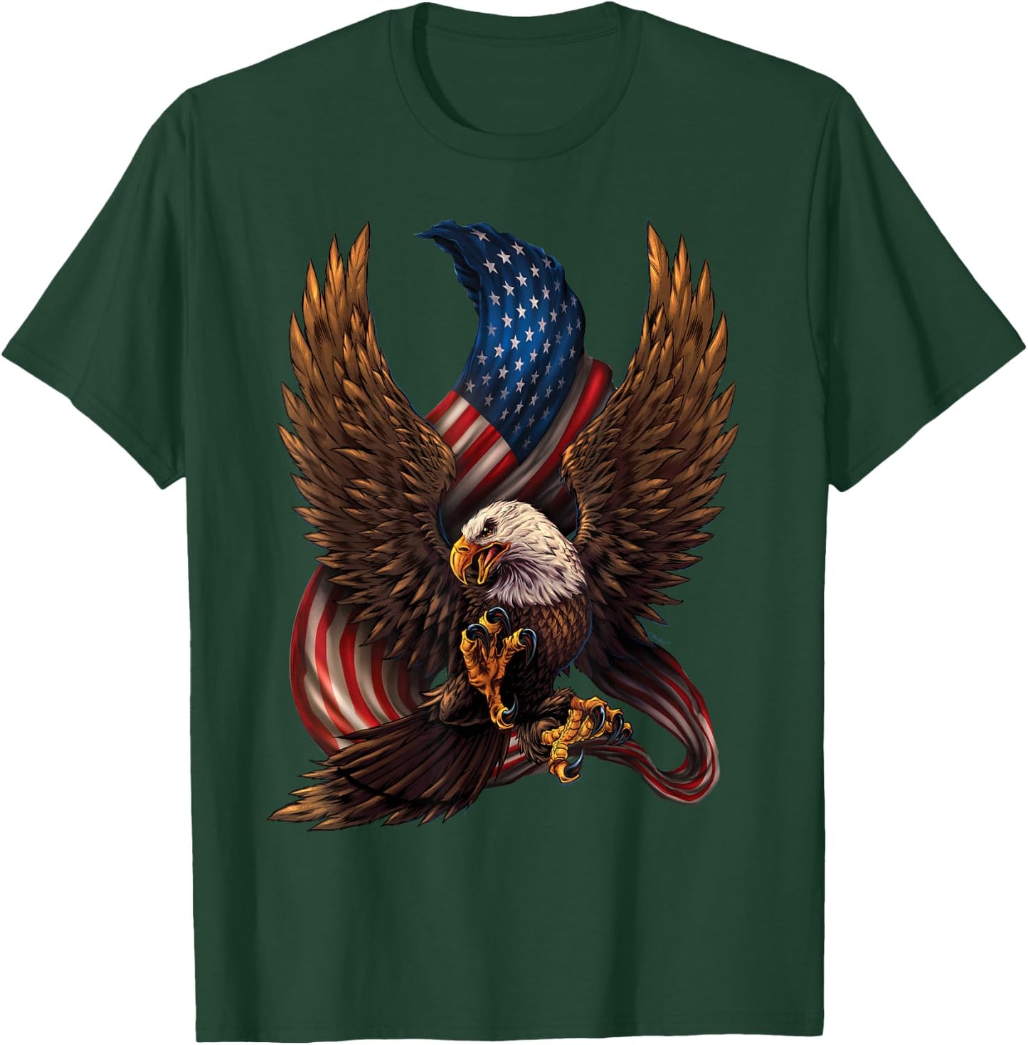 Patriotic American Design with Eagle and Flag Small T-Shirt - T-Shirt | Forest