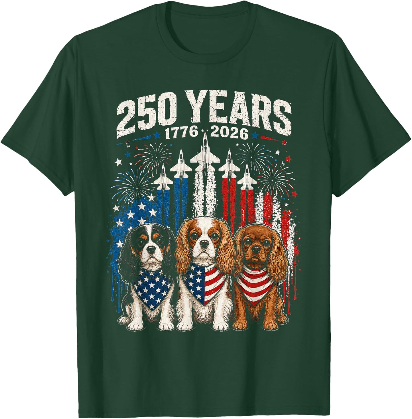 250 Years America Cavalier King Charles Spaniel 4th of July T-Shirt - T-Shirt | Forest