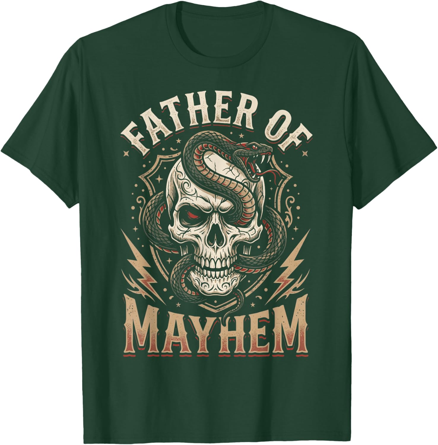 Father of Mayhem Vintage Gothic Skull and Snake T-Shirt - T-Shirt | Forest