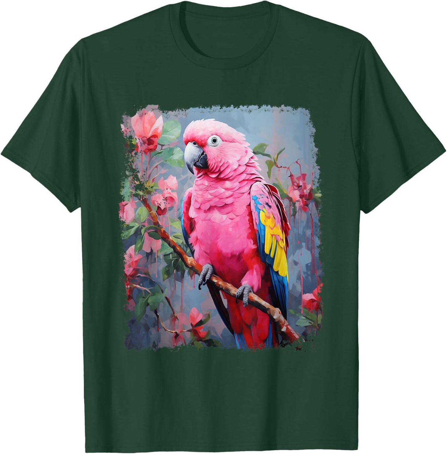 Pop Art Vintage Pet Bird Parrot Pink T-Shirt - T-Shirt | Forest