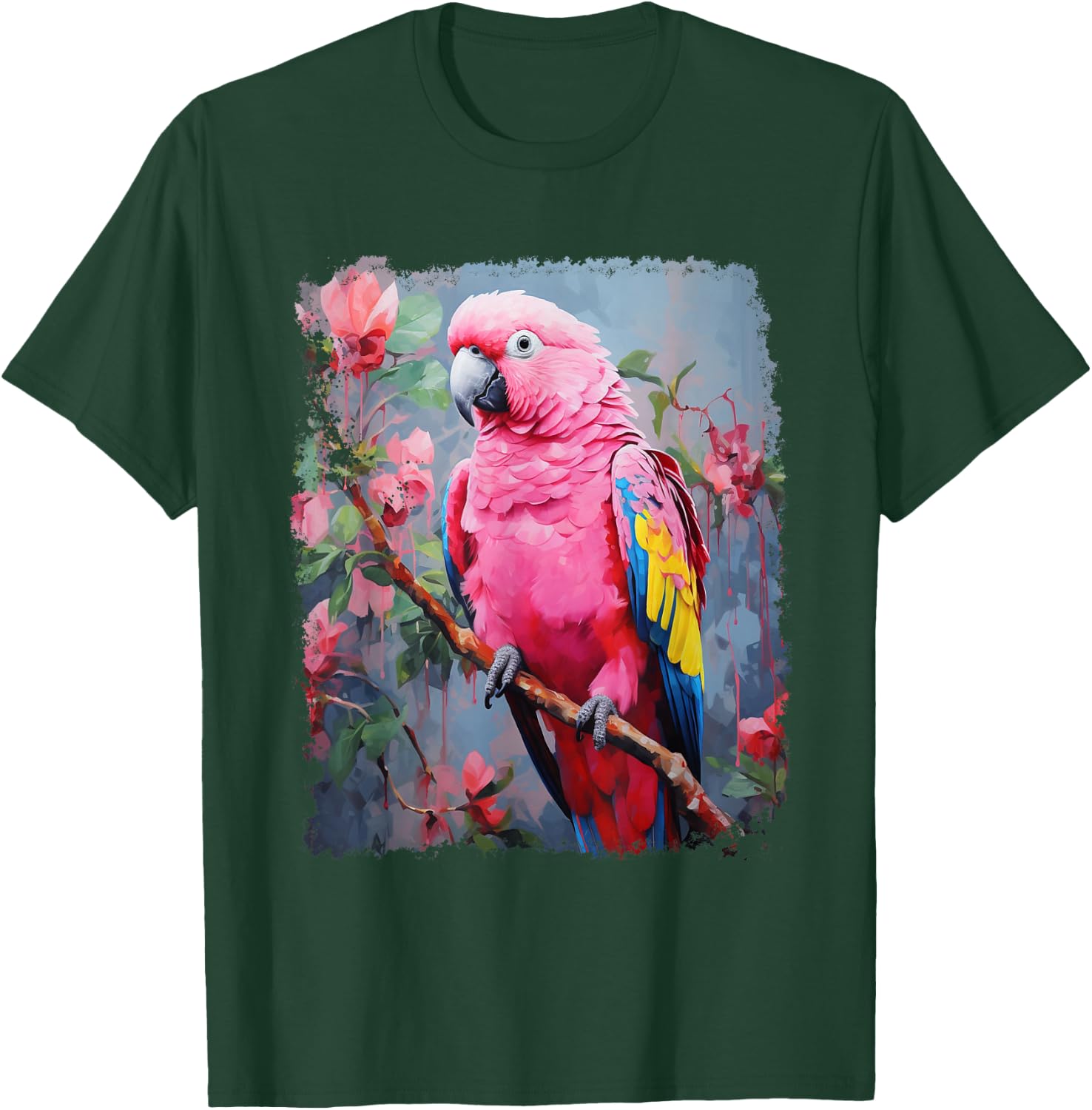 Pop Art Vintage Pet Bird Parrot Pink T-Shirt - T-Shirt | Forest