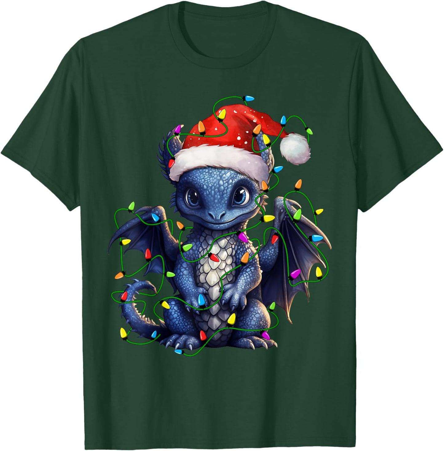 Dragon Santa Christmas Tree Lighting Xmas Funny T-Shirt - T-Shirt | Forest
