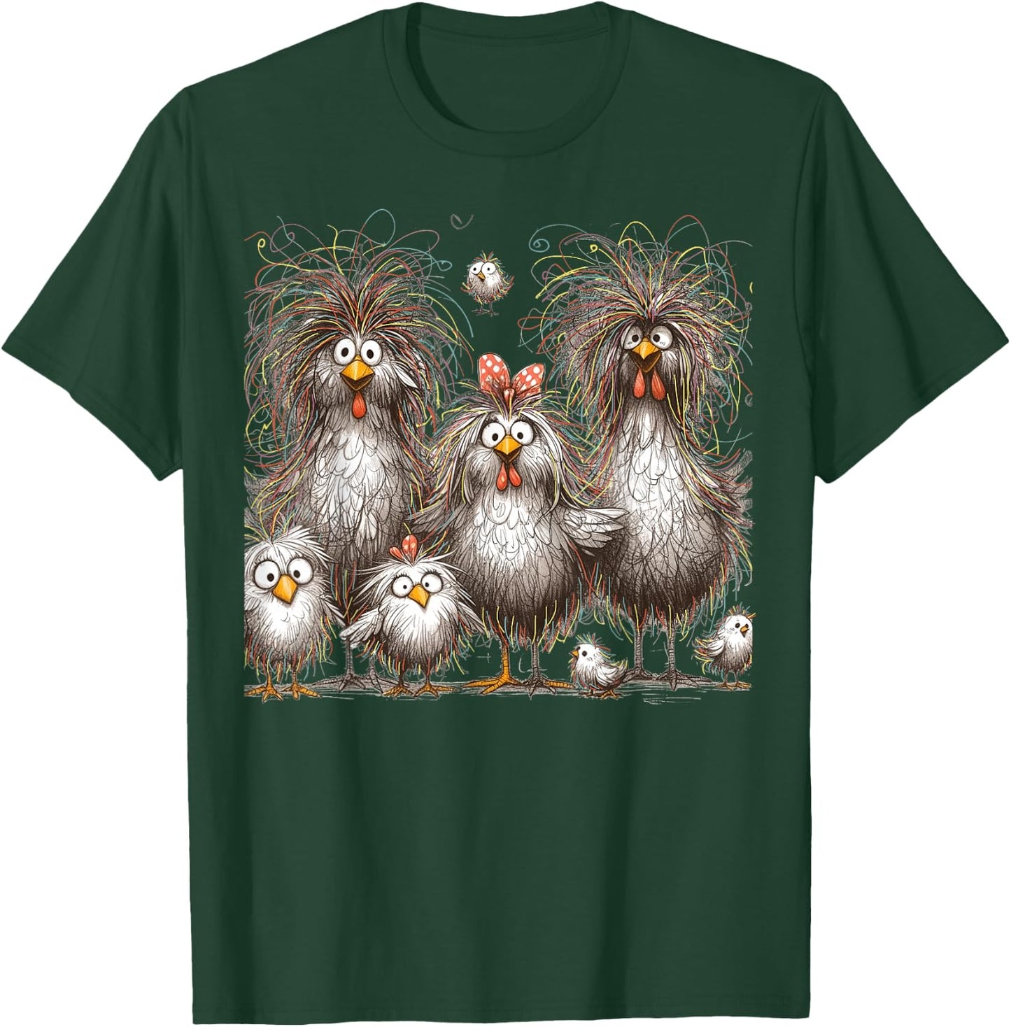 Funny Chicken Art Eagerlys Colorful T-Shirt - T-Shirt | Forest