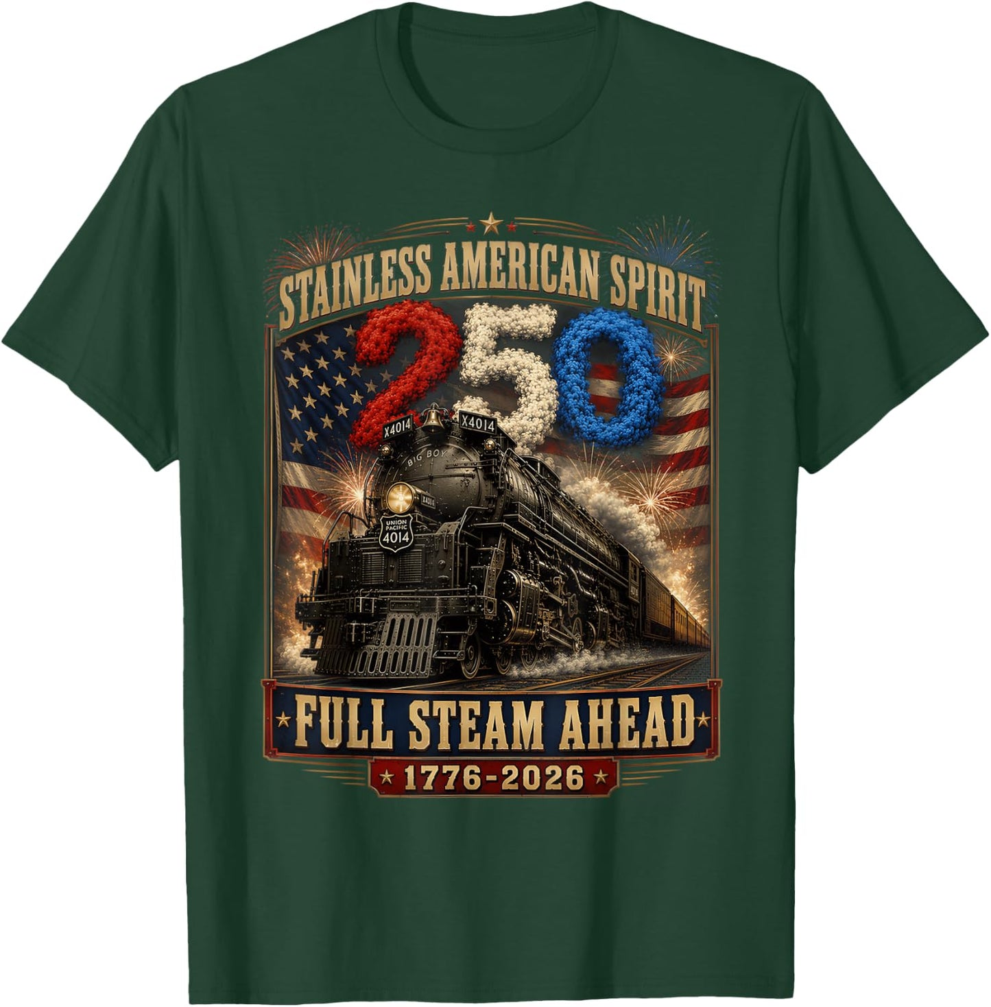Big Boy 4014 Vintage 250 Steam Locomotive Railroad Train T-Shirt - T-Shirt | Forest