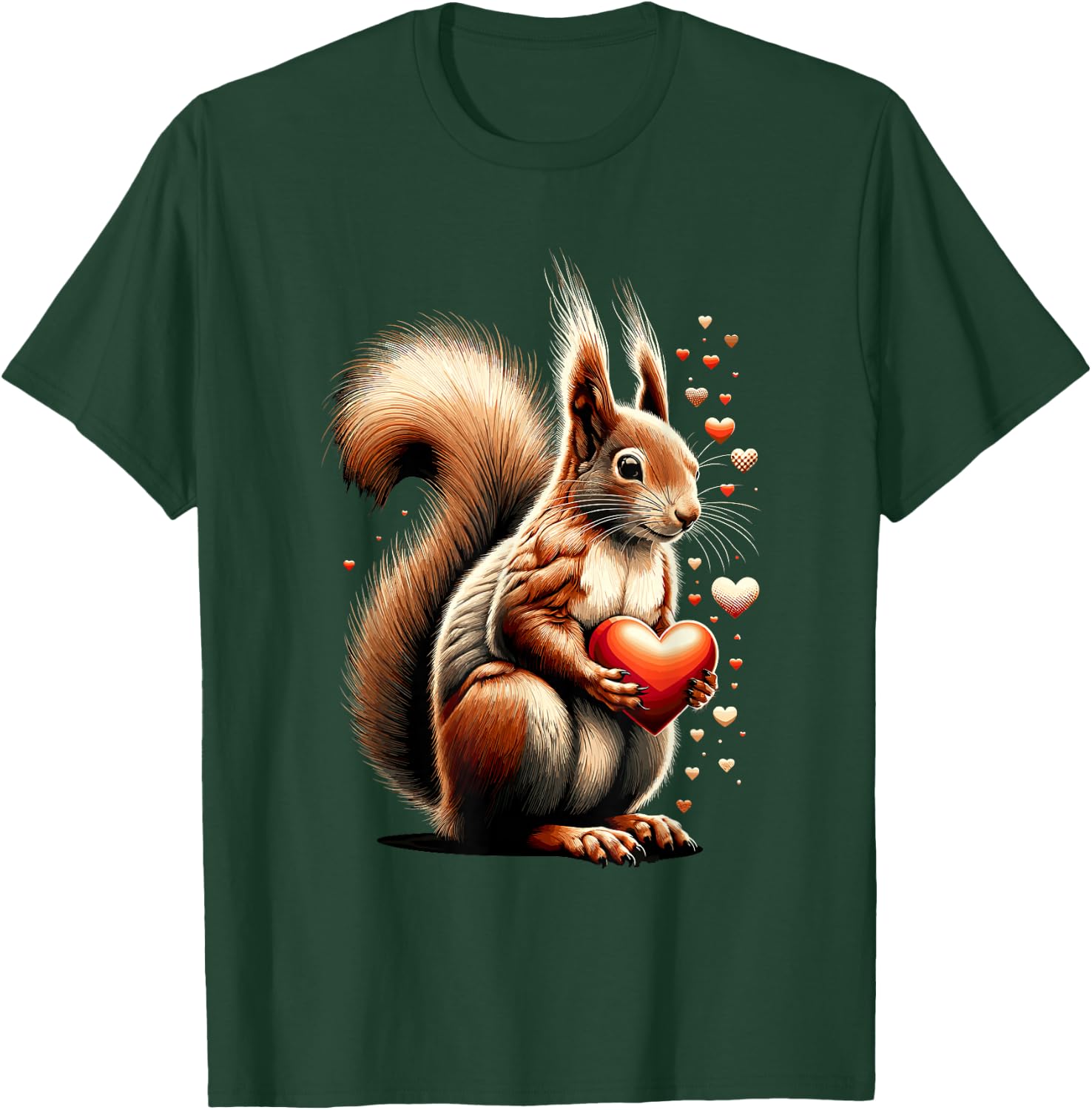 Squirrel Holding Heart Valentine's Day Cute Valentine T-Shirt - T-Shirt | Forest