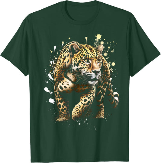 Cooler Leopard mit kunstvollen Farbspritzern T-Shirt - T-Shirt | Forest