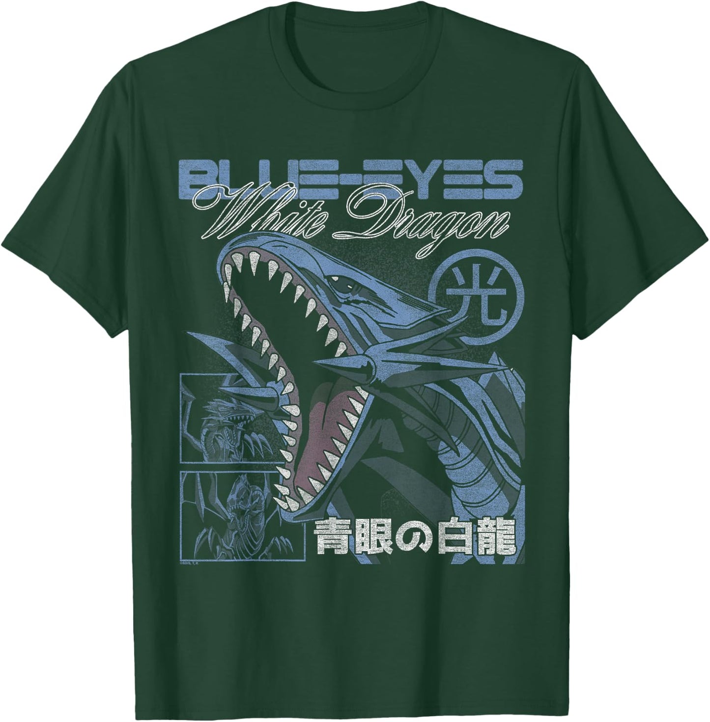 Yu-Gi-Oh! Blue-Eyes White Dragon Modern Collage Card Anime T-Shirt - T-Shirt | Forest